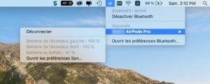 Afficher Bluetooth dans la barre des menus