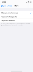 l’AirPod de gauche ou l’AirPod de droite.