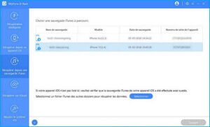 iMyFone D-Back sélectionner un autre fichier de sauvegarde iTunes
