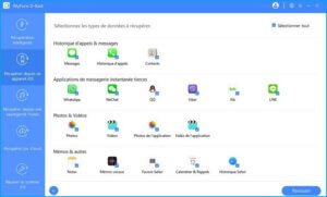 iMyFone sélectionner les types de données