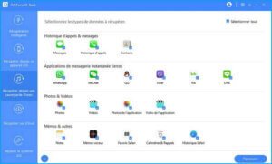 Sélectionnez les données que vous voulez récupérer
