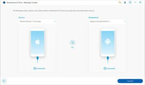 le bouton « Transférer » pour démarrer le processus