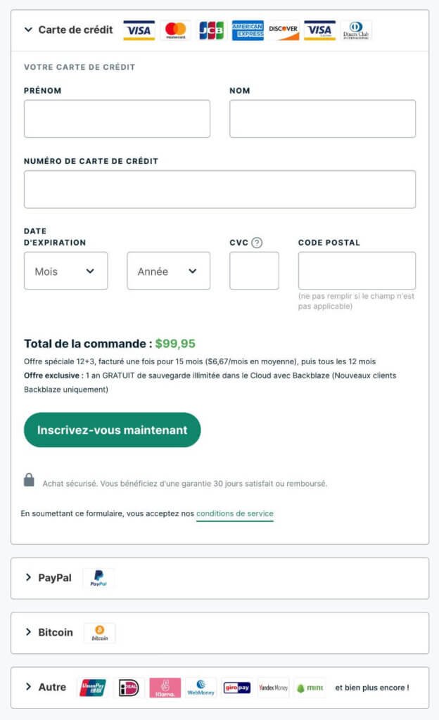 ExpressVPN prend en charge presque toutes les formes de paiement auxquelles vous pourriez penser