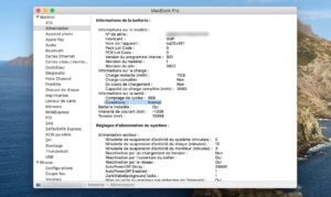 Informations de la batterie