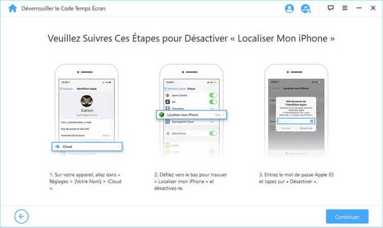 désactiver la fonction « Localiser mon iPhone »