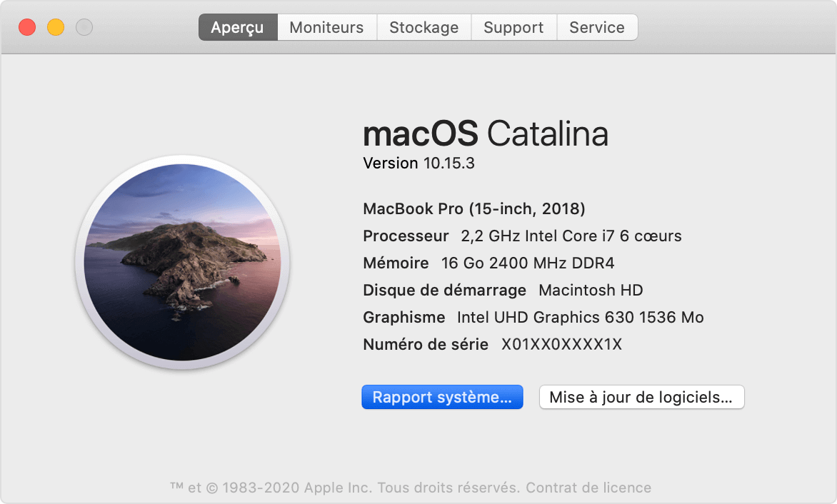 Mac Rapport système