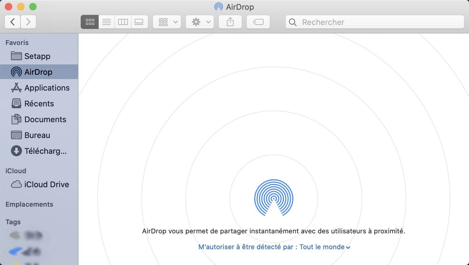 Ouvrir AirDrop dans le Finder