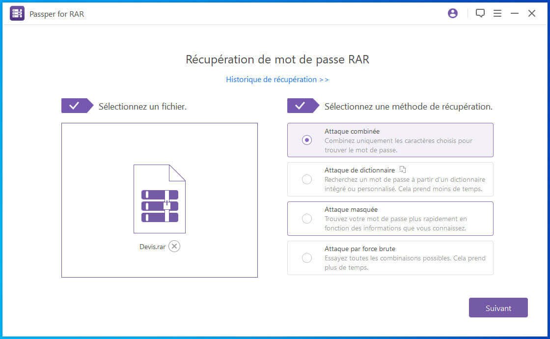 Passper contournement de mot de passe WinRAR