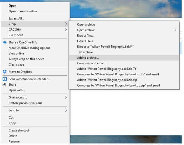 Protéger un fichier ZIP par mot de passe en utilisant 7-Zip