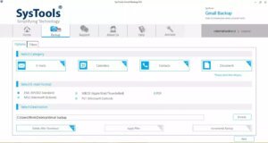 Sélectionnez la catégorie des données Gmail