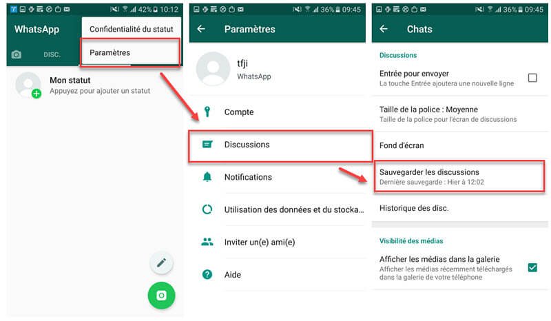 Transférer des messages WhatsApp d’un Android vers un Android en utilisant une sauvegarde locale