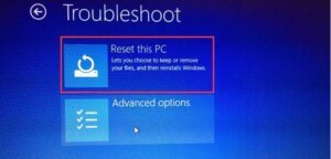 Sélectionnez l’option « Réinitialiser ce PC »